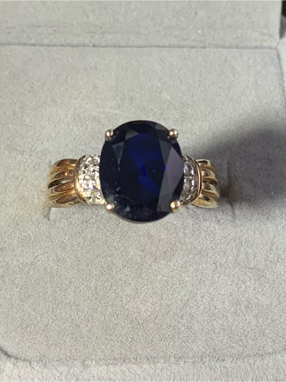 Ross Simons Sterling Silver Gold over, London Blue Topaz CZ Ring sz 10